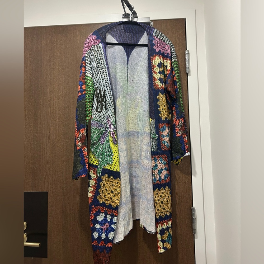 SHEIN Multicolor Crochet Print Cardigan